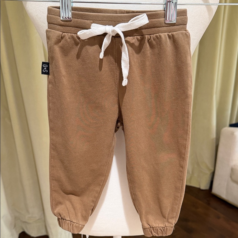 Olive + Scout - Boys Tan Brown Jogger Pants - Size: 12-18M